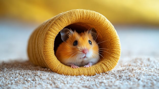 Hamster in a Yellow Tunnel photo