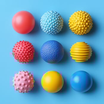 Colorful balls on blue background photo