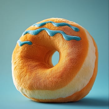 A stuffed donut with a blue icing photo