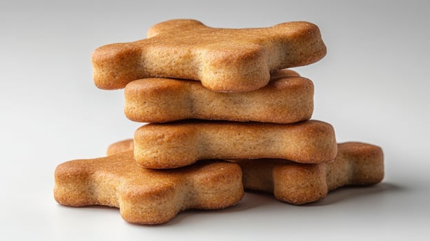 A stack of cookies on a white surface photo