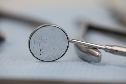 Dental tools and instruments in dentist office. Dentistry concept. photo