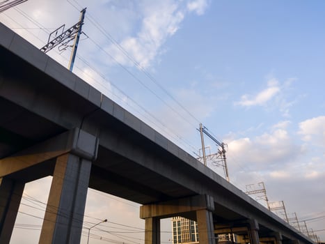 Elevated Suburban Train Track Beams. photo