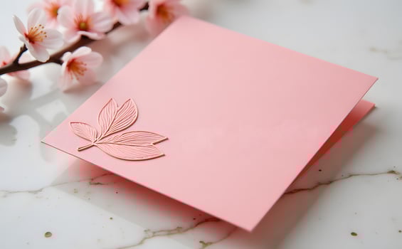 Romantic Background with Pink Paper and Flowers photo