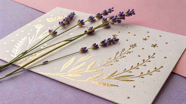 Minimalist Invitation with Botanical Illustration and Dried Flowers photo