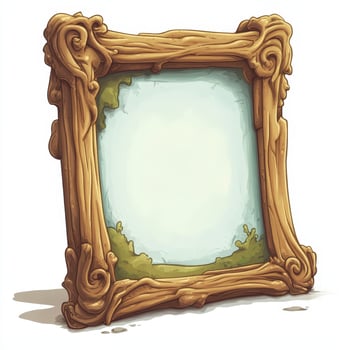 An old wooden frame with a green background photo