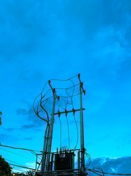 power line pole in summer photo