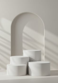 White minimalist podium against a simple background photo