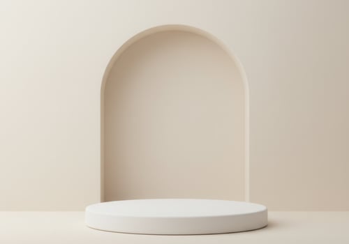 Elegant minimalist 3d product display with arch backdrop photo