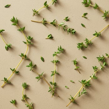 Thyme sprigs on a neutral surface photo