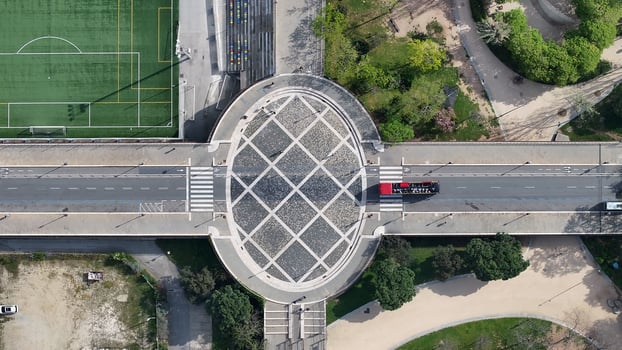 Above view of Scenic Roundabout in Barcelona Barcelona Province in Spain . Stunning Landscape. photo