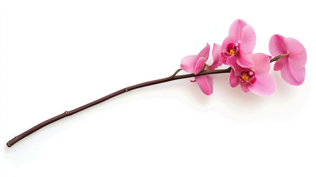 Pink orchid branch against white photo