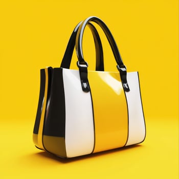 Yellow, black, and white handbag photo