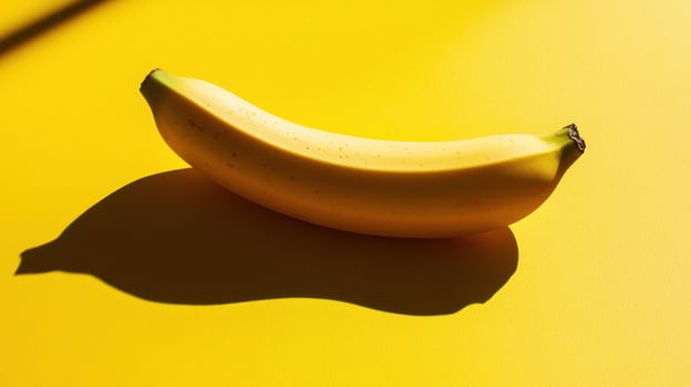 Banana on yellow backdrop photo