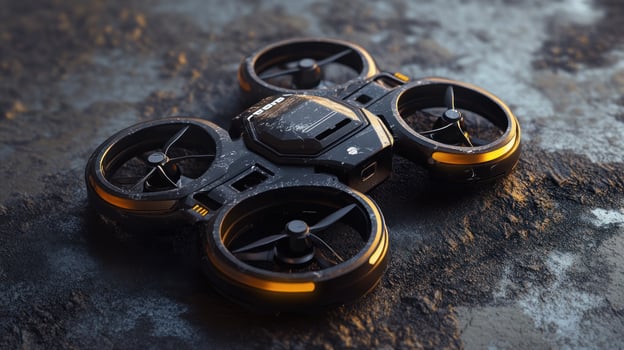 Futuristic drone on a textured surface photo