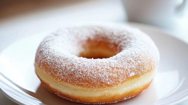 Fluffy donut on a plate photo