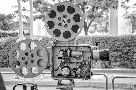 vintage retro film movie camera. Detail photo