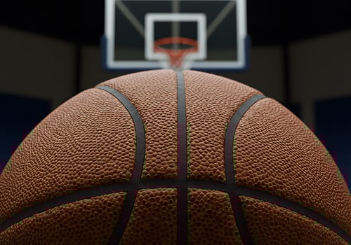 Basketball focus on court photo