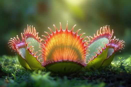 A close up of an open carnivorous plant in nature photo