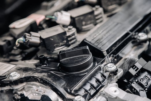 Top view of car engine. Car parts concept. photo