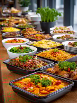 Catering buffet with delicious food offering various dishes photo