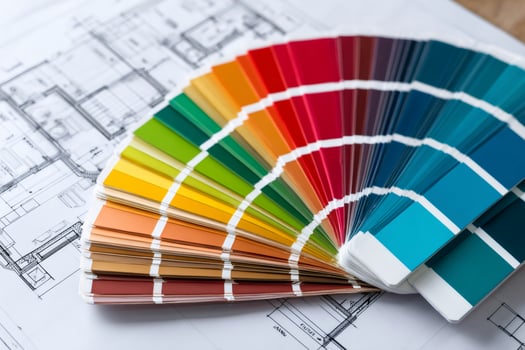 Color palette showing samples for choosing the right shade for home renovation photo