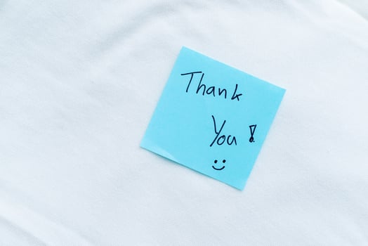 Thank you note on white t-shirt photo