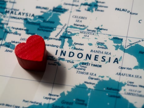 Heartfelt connection love for indonesia travel map close-up view emotional landscape photo