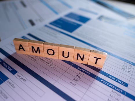 Financial overview amounts invoice sheets in a business environment close-up perspective photo