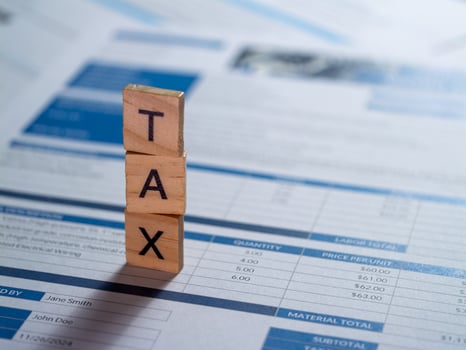 Tax preparation process home office financial documents indoor close-up view fiscal responsibility photo