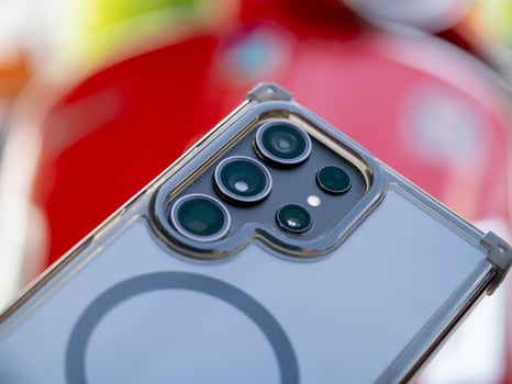 Smartphone camera close-up urban setting technology macro view innovation photo