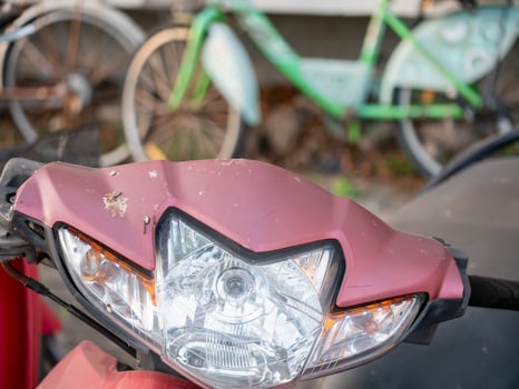Motorcycle close-up urban street vehicle city environment detailed view transport concept photo