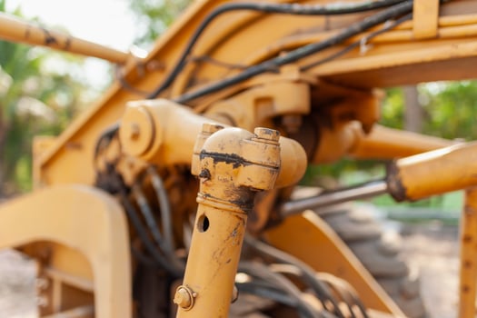 Industrial close-up technical insights excavator action at construction sites photo