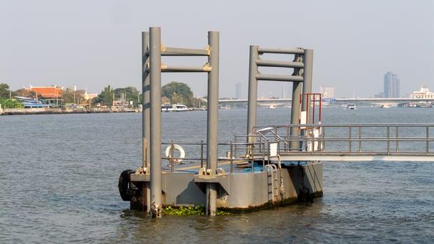 Docked riverboat action at city harbor scenic waterway urban landscape daytime view tranquility photo