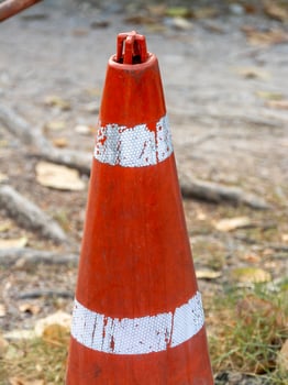 Traffic safety event construction cone urban area outdoor close-up alertness photo