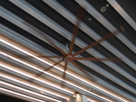 Ceiling fan modern interior space indoor design low angle view minimalism concept photo