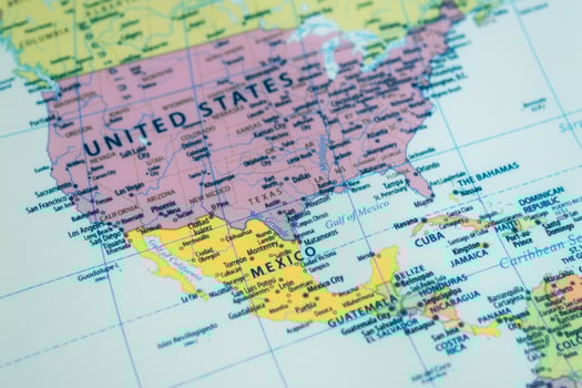 Exploring geography united states and mexico map educational content flat lay close-up view photo