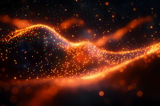 Abstract Digital Wave of Glowing Orange Particles for Futuristic Design photo