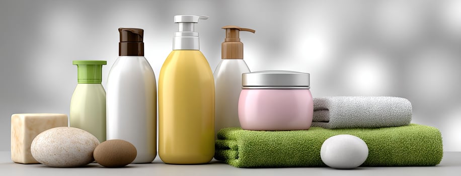 Various items including soap, shampoo, and eggs photo