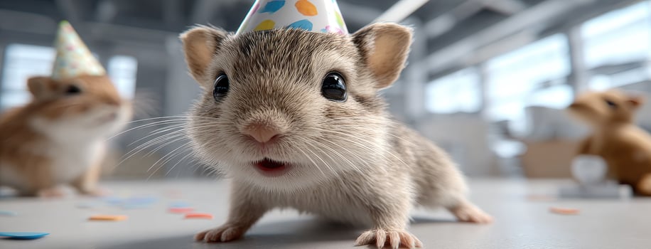 A small mouse wearing a party hat photo