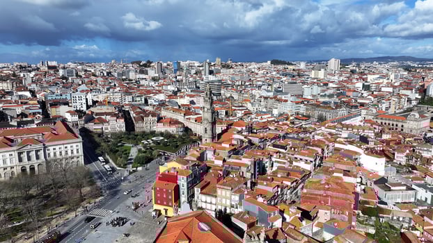 High Angle of Clerigos Tower in Porto Porto District Portugal.. Awesome Landscape. photo