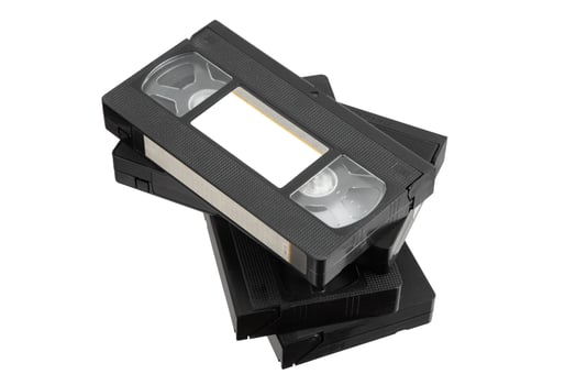 Retro VHS Videotapes on White Background photo
