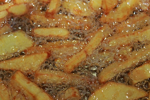 French fries deep fried in bubbles. photo