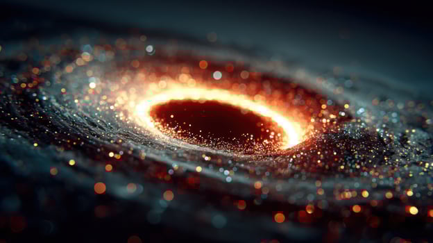 A black hole is seen in the center of a galaxy photo