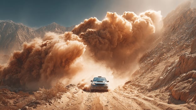 A suv driving through a sand dune photo