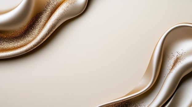 Flowing curves of fabric in soft beige and gold tones evoke a sense of calm and sophistication. The delicate texture adds depth, perfect for modern interior decor photo