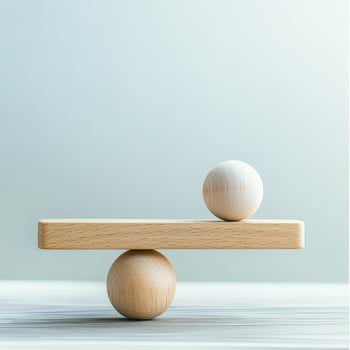 Wooden scale shows stability and movement photo