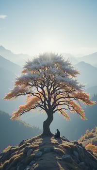 Whispers of White Leaves on the Mountain Peak photo