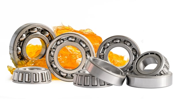 Ball bearing stainless with grease lithium machinery lubrication for automotive and industrial isolated on white photo