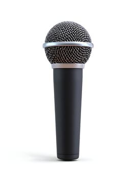 Black microphone on white background. photo