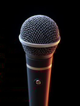 A black microphone on black background photo